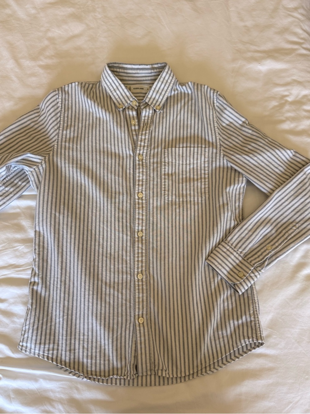 Everlane Blue and White Striped Button down shirt